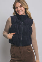Inspired By You Black Reversible Corduroy Puffer Vest