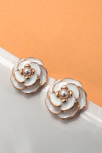 Gold Flower Pearl Stud Earrings
