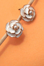 Gold Flower Pearl Stud Earrings
