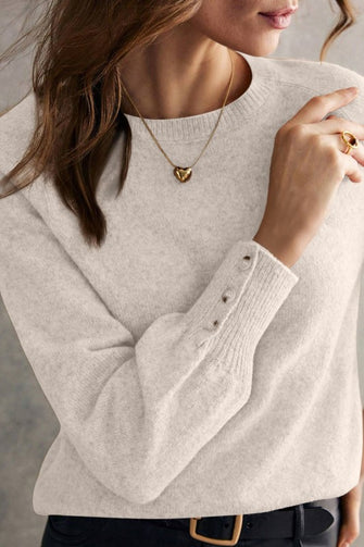 Refined Beauty Buttoned Cuffs Knit Sweater