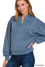 Yours to Keep Blue Indigo Scuba Half Zip Pullover