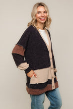 A Comforting Feel Color Block Button Cardigan