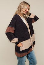 A Comforting Feel Color Block Button Cardigan