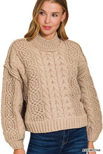 Inspire More Mocha Cable Knit Sweater