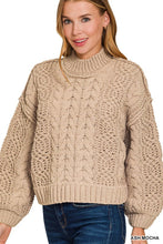Inspire More Mocha Cable Knit Sweater