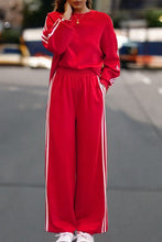 Play Time Varsity Striped Red Pants Set