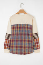 Autumn Skies Beige Plaid Patchwork Top
