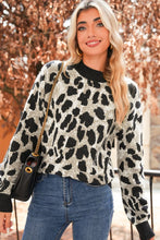 Natural Instinct Leopard Contrast Trim Sweater