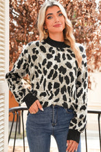 Natural Instinct Leopard Contrast Trim Sweater