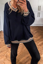 Classic Comfort Navy Varsity V Neck Sweatshirt