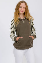 True to You Olive Stripe Contrast Hoodie