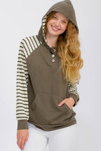 True to You Olive Stripe Contrast Hoodie