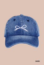 Bow Embroidery Denim Washed Cap