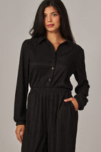 Live a Little Black Crinkled Plisse Jumpsuit