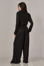 Live a Little Black Crinkled Plisse Jumpsuit