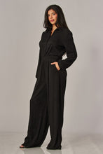 Live a Little Black Crinkled Plisse Jumpsuit