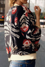 Touch of Charm Black Floral Button Cardigan