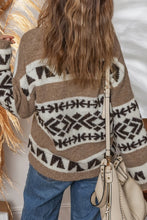 Global Vibes Geometric Button Cardigan