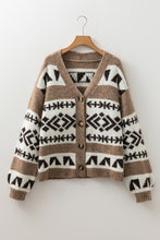 Global Vibes Geometric Button Cardigan