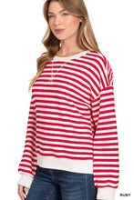 Grow Boldly Ruby Striped Pullover