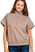 Believe Me Cocoa Scuba Neck Half Zip Pullover