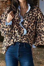 Worth Your Glance Leopard Print Frill Neck Shirt