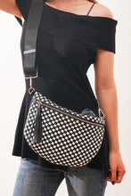 Black Checkered Woven Bum Bag