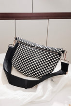 Black Checkered Woven Bum Bag
