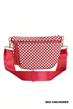 Red Checkered Woven Bum Bag