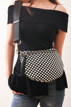 Black Checkered Woven Bum Bag