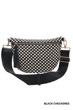 Black Checkered Woven Bum Bag