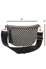 Black Checkered Woven Bum Bag