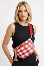 Red Checkered Woven Bum Bag