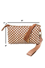 Camel Woven Wristlet Clutch
