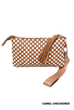 Camel Woven Wristlet Clutch