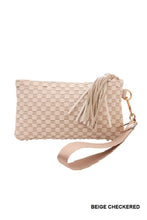 Beige Woven Wristlet Clutch