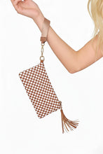 Camel Woven Wristlet Clutch