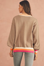 Casual Vibes Striped Trim Drop Shoulder Sweater