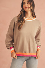 Casual Vibes Striped Trim Drop Shoulder Sweater