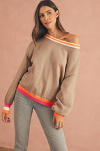 Casual Vibes Striped Trim Drop Shoulder Sweater