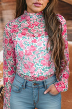 Classic Confidence Pink Boho Floral Mesh Blouse