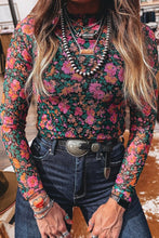 Classic Confidence Rose Boho Floral Mesh Blouse