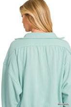 Give You Joy Blue French Terry Collared Pullover