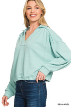 Give You Joy Blue French Terry Collared Pullover