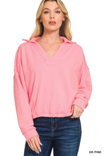 Give You Joy Pink French Terry Collared Pullover