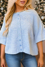 Starts With You Blue 3/4 Sleeve Boxy Cardigan