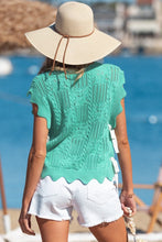 Morning Breeze Green Scalloped Knit Top
