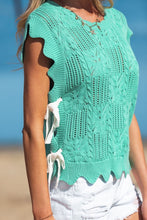 Morning Breeze Green Scalloped Knit Top