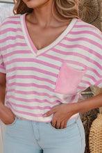 Soft Horizons Pink Stripe V Neck Shirt