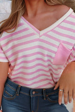 Soft Horizons Pink Stripe V Neck Shirt